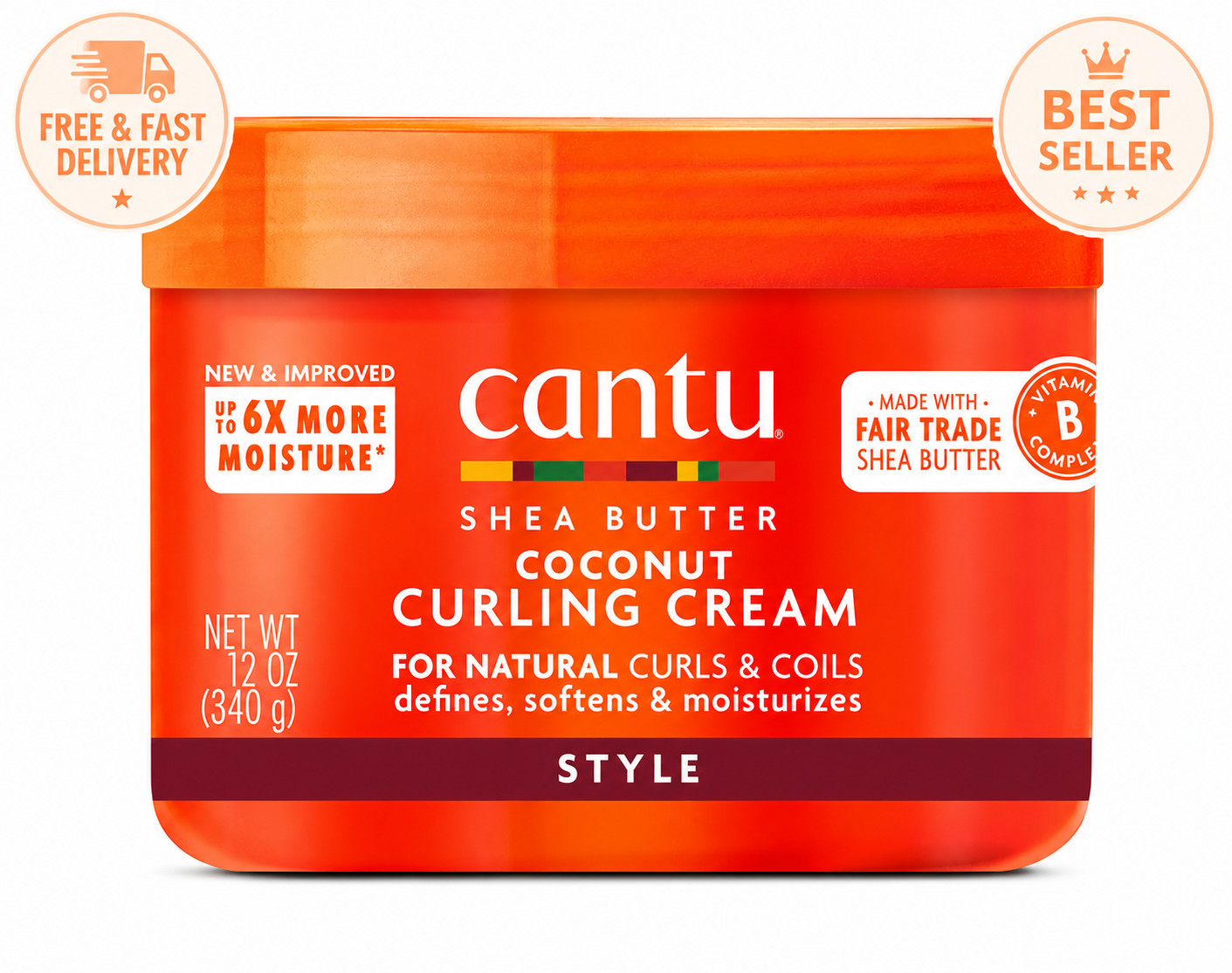 Cantu Shea Butter Coconut Curling Cream 340g | Define & Hydrate Natural Curls