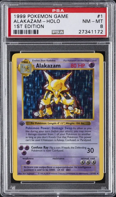 1999 POKEMON GAME 1ST EDITION #1 ALAKAZAM-HOLO PSA 8