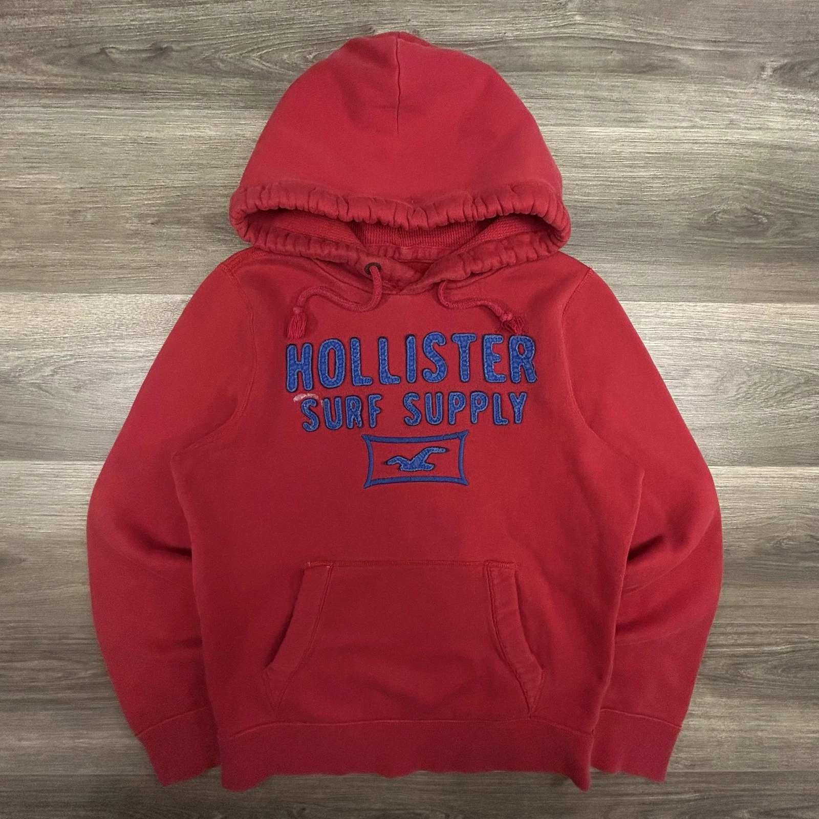 Vintage Hollister Hoodie Mens Medium Thermal Surf Supply Sweatshirt Logo Y2K