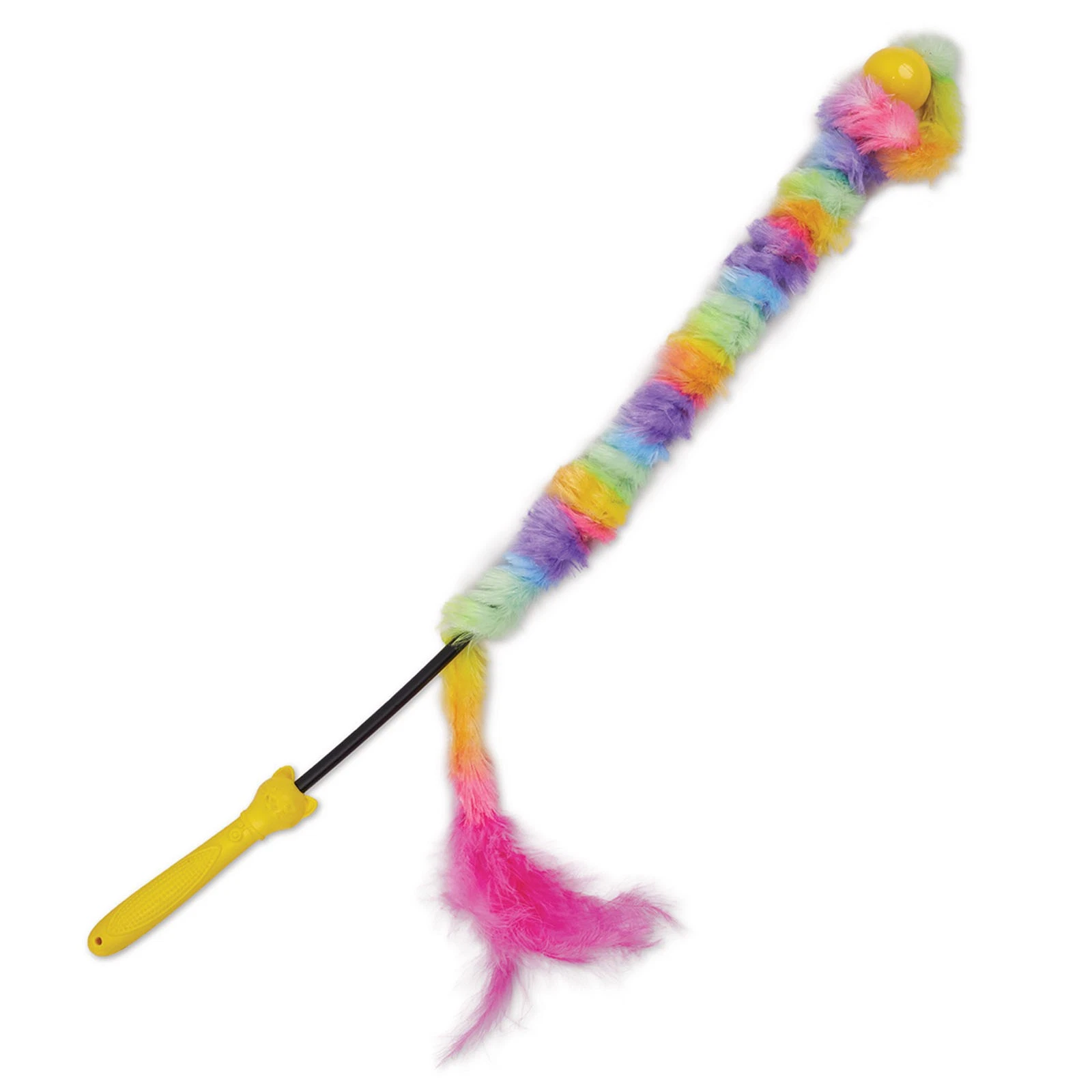 Kazoo Kitty Play Wand Fluffy Rainbow Tail Rattle Toy For Cats