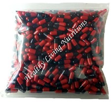 1000 EMPTY gel GELATIN CAPSULES SIZE 00  Colored Red/Black Kosher 
