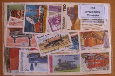 Prophila Collection – 100 Verschiedene Briefmarken Zum Thema Eisenbahn & Seilbahn, Sammler-Set Ungesucht