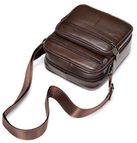 Bolso-Bandolera De Hombre Marrón Alta Calidad En Piel - Picture 5 of 6