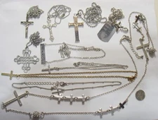 10 vintage Religious Christian Catholic items lot pendants necklaces EL1045