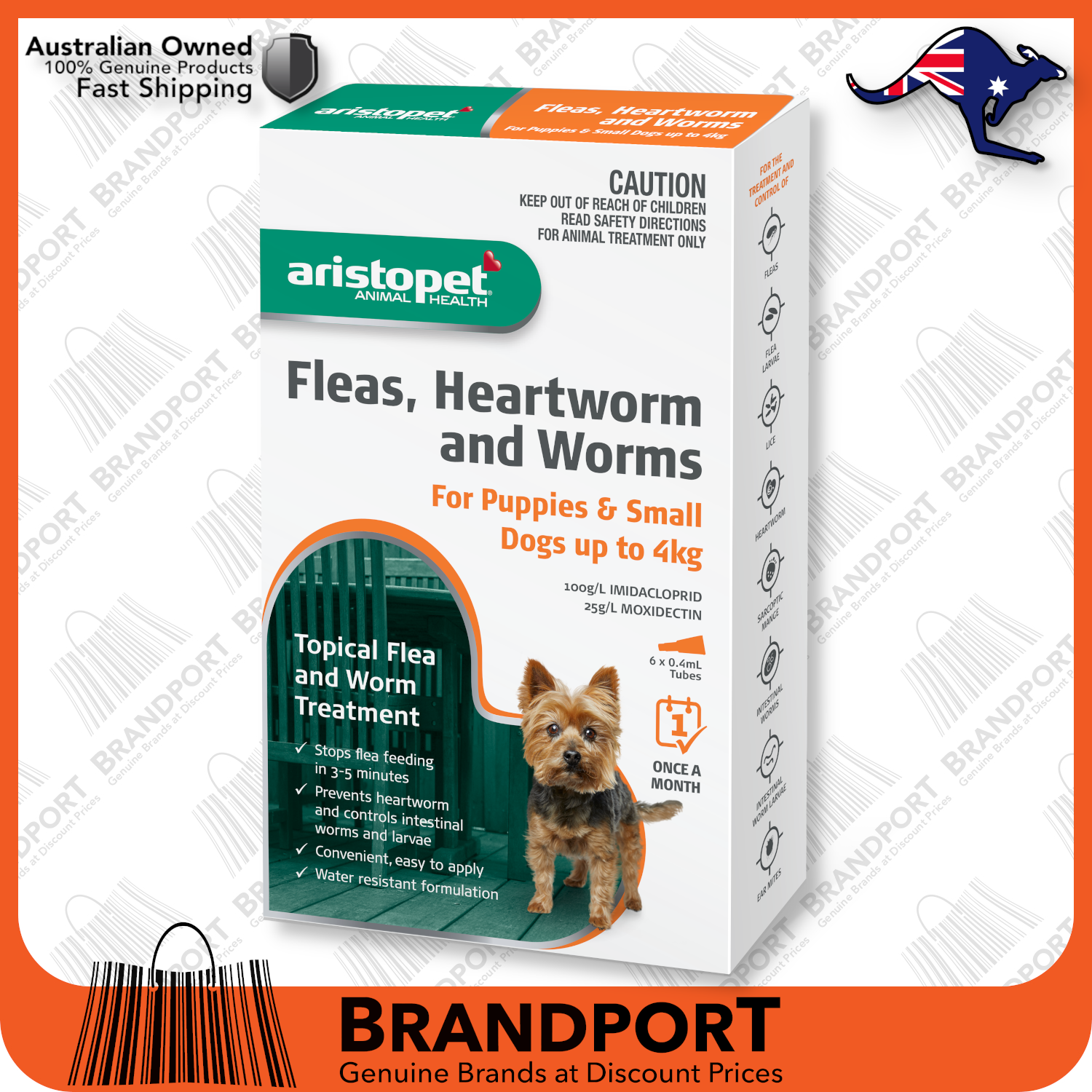 ALL WORMER FLEA HEARTWORM ARISTOPET DOG PUPPY 36 months SPOTON