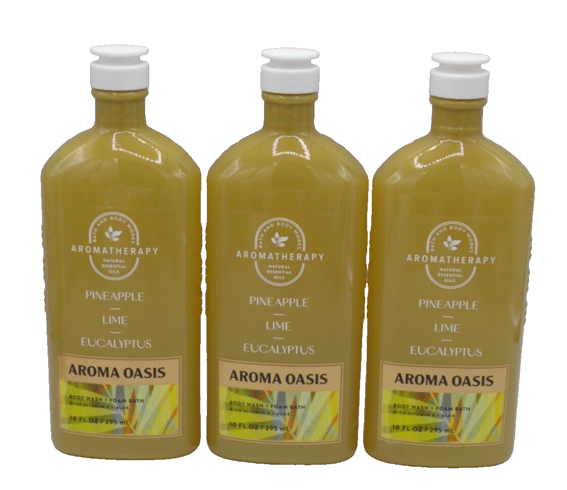 3 Bath Body Works AROMA OASIS Sandalwood Eucalyptus Body Wash Aromatherapy