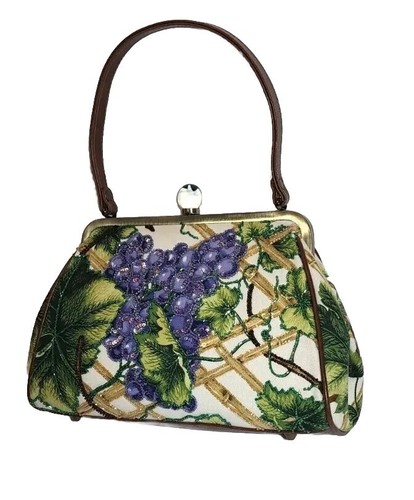 ISABELLA FIORE TOP LOCK GRAPE VINYARD WINE TASTEING DATE NIGHT HANDBAG NWOT$359 - Picture 3 of 13