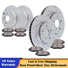 Front Rear Drilled Discs Rotors and Brake Pads Brakes Fit 2007-2016 Honda CR-V