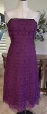 bcbg max azria women 4 purple layered mesh strapless MIDI cocktail dress E