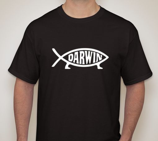 Darwin fish Atheist Anti religion Evolution T shirt tee
