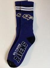 Baltimore Ravens  Adult Socks FBF 4-Stripe 1 Pair- Large New Free Ship (D)