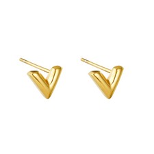 18ct Gold-Plated V Stud Earrings 