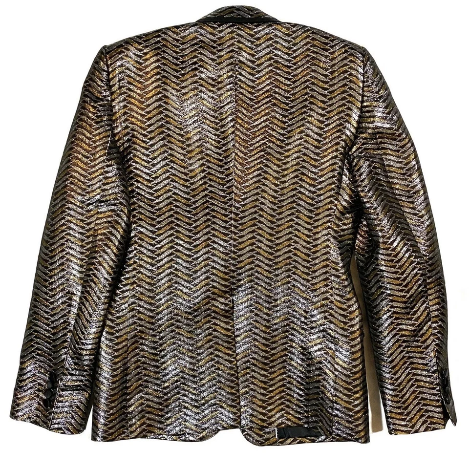 Dolce Gabbana Mens Martini Jacquard Silk Metallic Jacket Blazer Multicolor 34 - Image 2 of 4