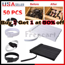 50 Pcs Cable Straps Black Wire Cord Hook Loop Ties Reusable Fastening Organizer