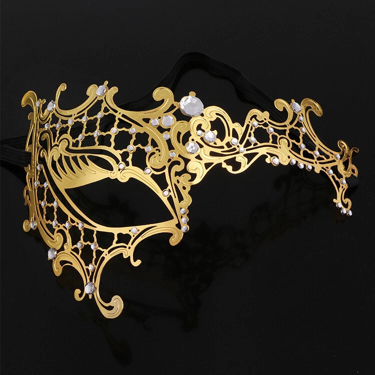 SN-A1-1 Men Women Masquerade Eye-Mask Venetian Costume Party Accessories Gold - Image 2 of 4