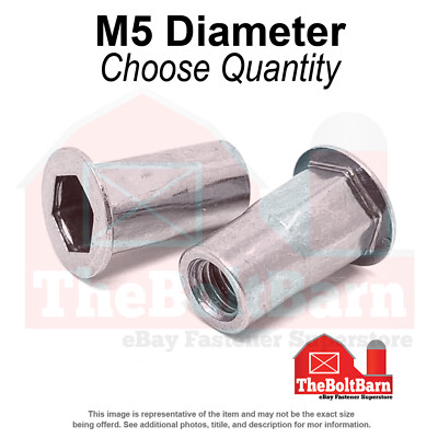 M5-0.8 Aluminum Hex Rivet Nuts Plain Long (Choose Quantity)