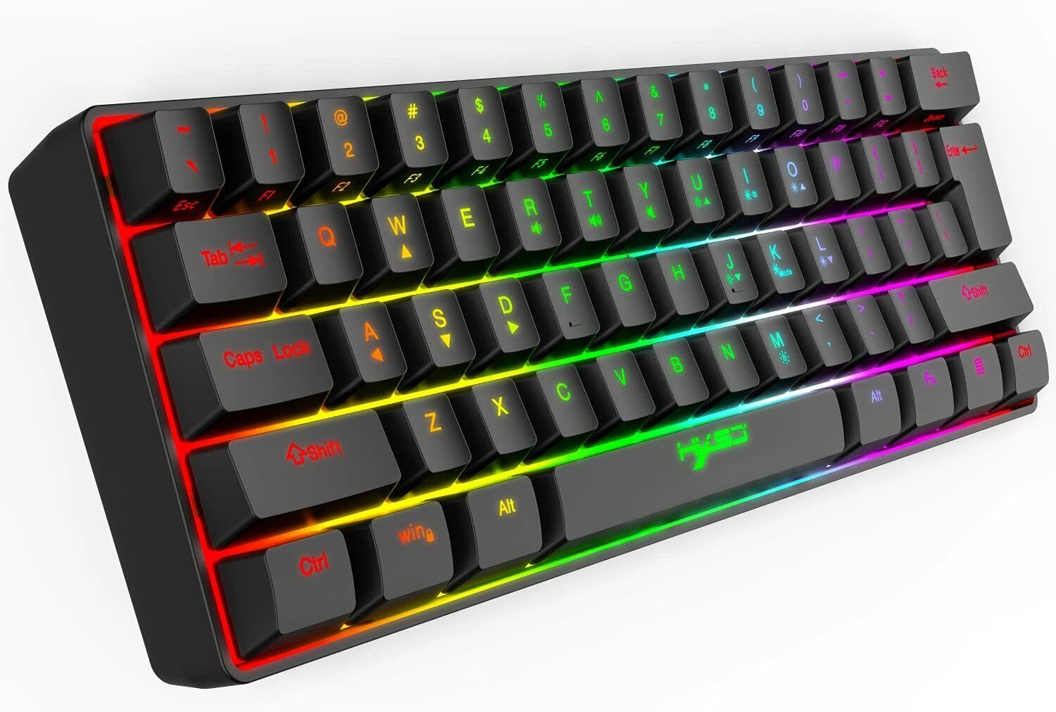 60% Gaming Keyboard USB Wired 61 Keys RGB LED Backlit for PS4 PC MAC Office  Game | eBay