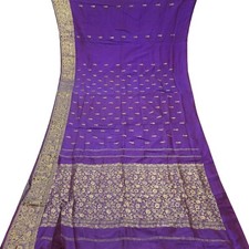 Vintage Purple Sarees 100 Pure Silk Zari Handwoven Big Border Sari 6YD Fabric