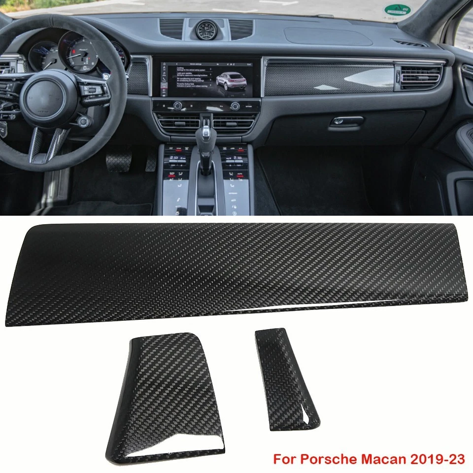 Real Dry Carbon Center Console Dash Panel Cover For Porsche Macan 2018-2023 US Foto 3 de 4