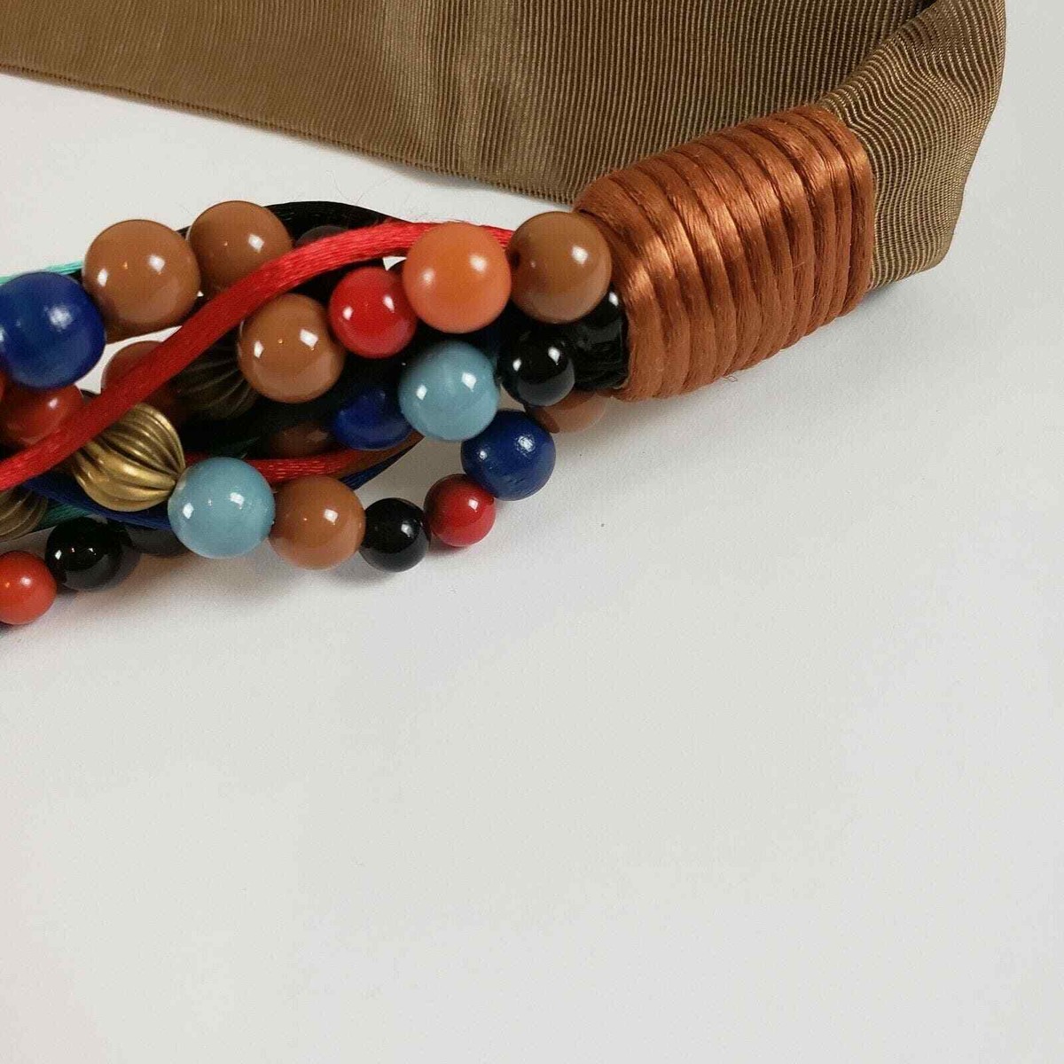 Designer Carolyn Tanner Vintage Beaded Cord Hippie Boho  display picture 1