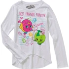 Shopkins Girls Best Friends Forever Long Sleeve Scoop Neck Hi-Lo Graphic Top 4-5