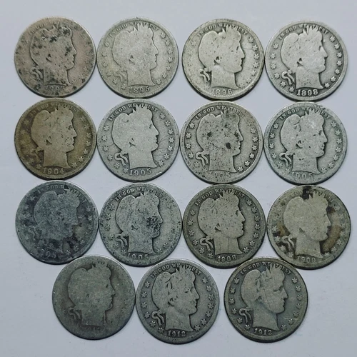 15x 1893-1912 Better Date Barber Quarters 25c  28684