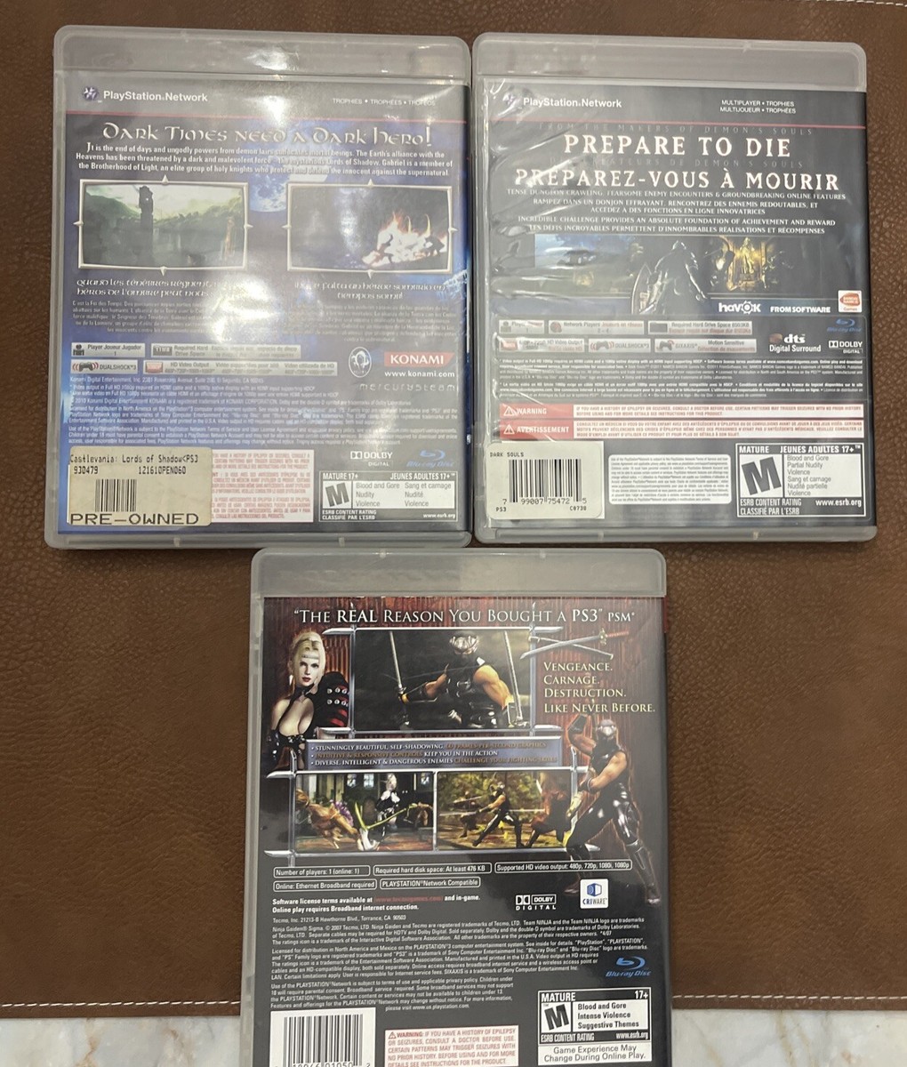 Lot Of 3 PS3 Game, 1 Castlevania, 2- Dark Souls, & 3 Ninja Gaiden