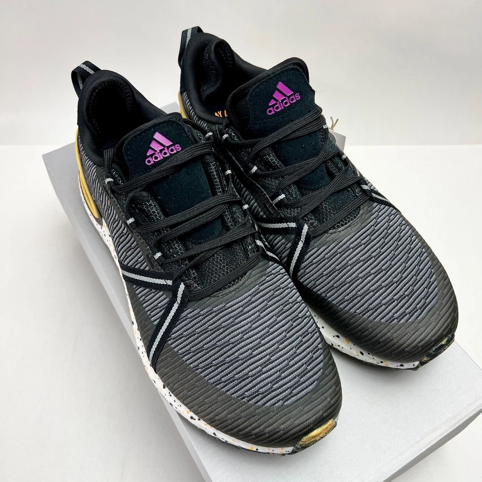 NIB DS ADIDAS Men's Golf Solarthon Black Yellow Low Top 10.5 Sneakers Shoes - Image 3 of 4