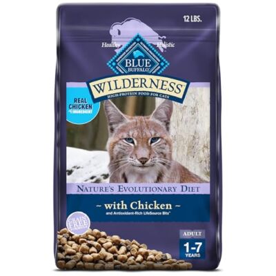 Blue Buffalo Wilderness Adult Dry Cat Food 12lb Grain Free Real Chicken