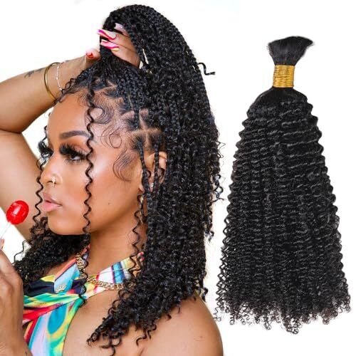 Niawigs Bulk Hair For Braiding Human Bulk Hair 16 Inch 4B/4C Afro Kinky Curly - Picture 2 of 8