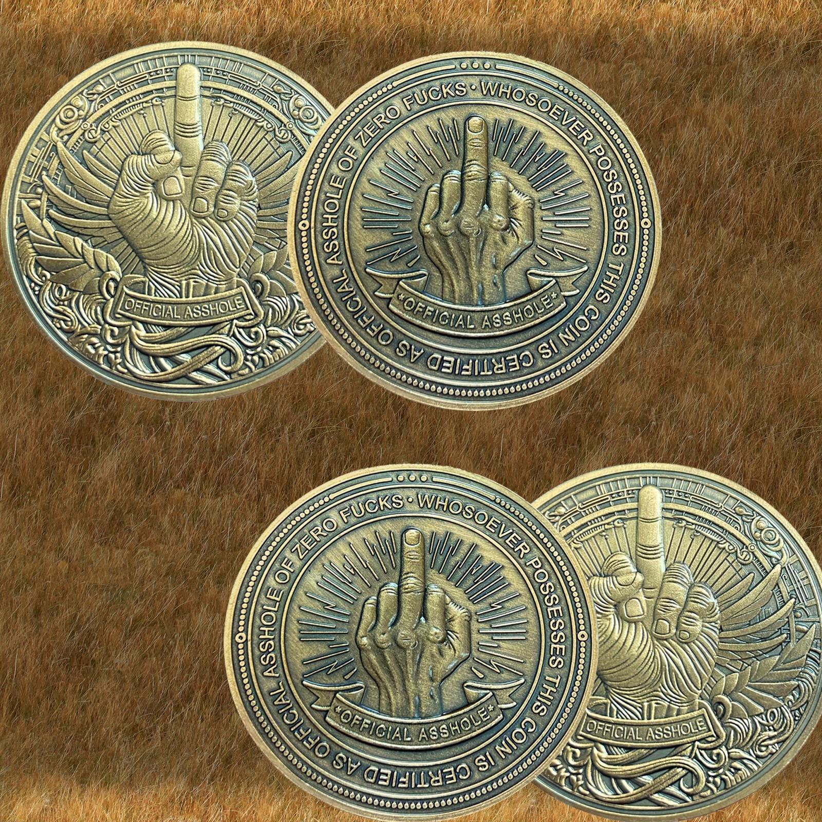 Funny Challenge Coin Official Bad Man Middle Finger F' Design Gifts For Men 2Pcs