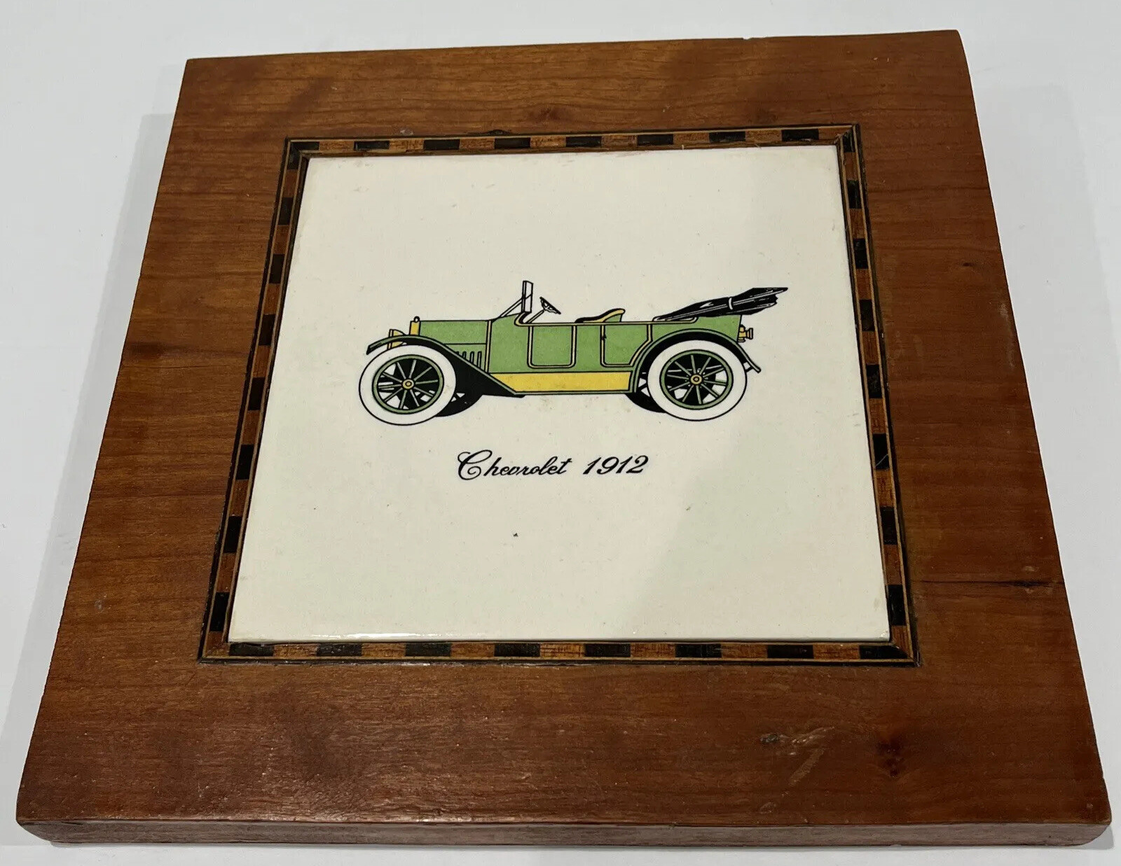 Vintage CHEVROLET 1912 Automobile Ceramic Tile Wall Plaque SORIANO