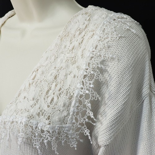 Gunne Sax Jessica McClintock VTG 80's Long Sweater Lace Collar M Medium Prairie - Picture 4 of 9