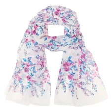 Wrapables Lightweight Floral Spring Chiffon Scarf, Floral White