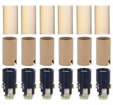 Chandelier Lighting Fixture Socket Kit With 1 3/4 Inch Candle Covers - 6 Pack