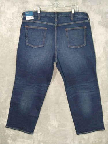 Old Navy Jeans Men 42x30 Blue Denim Loose Dark Wash High Rise Built In Flex - Picture 2 of 10