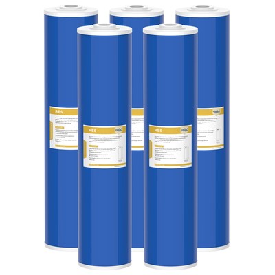 5PCS 20''x4.5'' Big Blue Heavy Metal Remove Deionized Resin Water Softening Filter