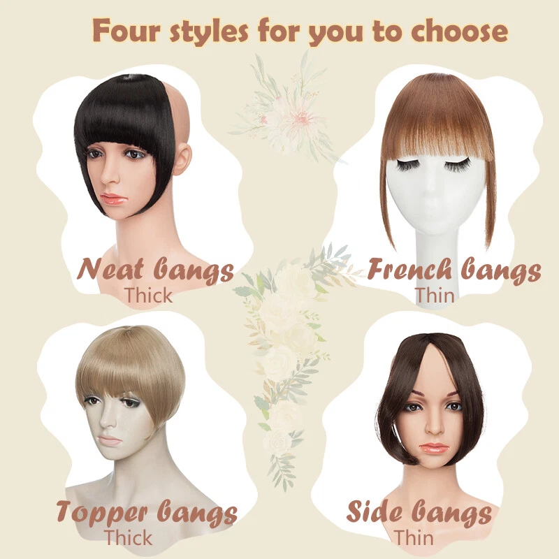 Pinza para el cabello con flecos finos/gruesos en extensiones de cabello humano real como pieza frontal Foto 3 de 4