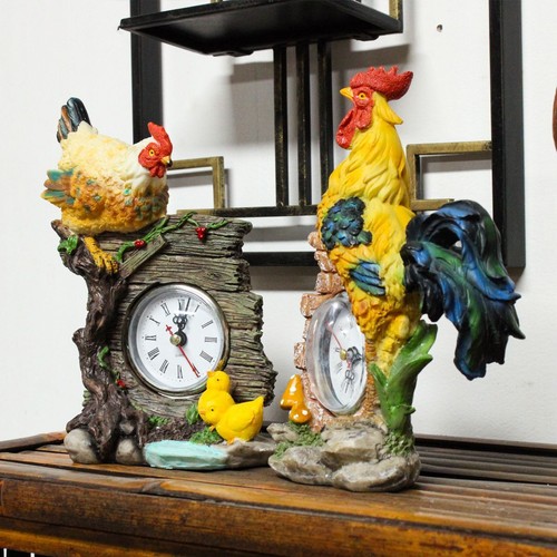 Rooster Hen Clock Silent Clock Animal Decorative Clock Living Room Bedside Decor - Picture 4 of 18
