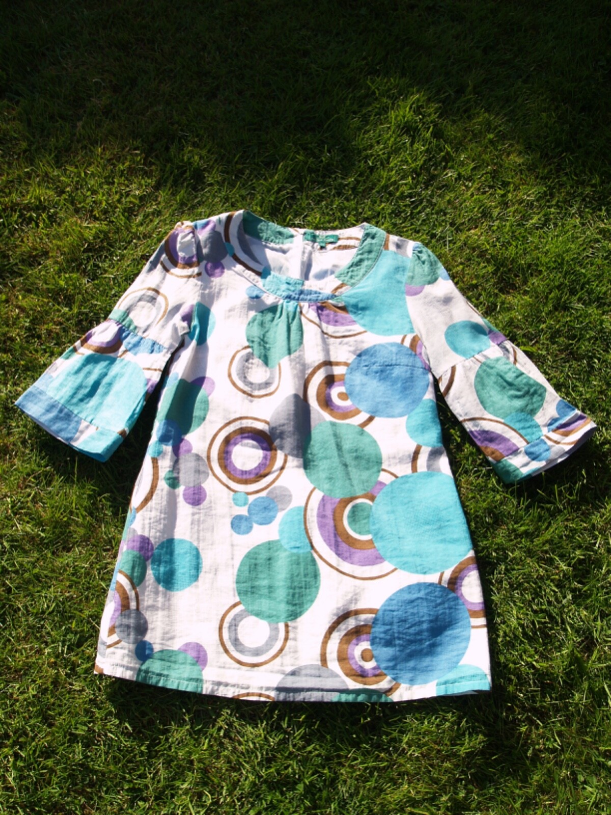 New York Laundry 60s style dress / top 10 / 12 White, turquoise, green & purple image 3