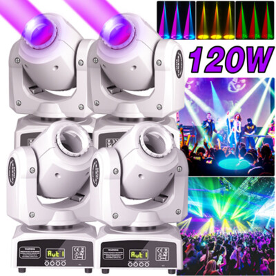 4PCS 120W Moving Head Stage Light RGBW LED DMX DJ Club Party Spot Beam Lights