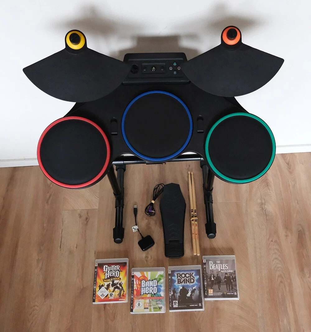 Guitar Hero Drum Set + 4 GAMES - Playstation 3 PS3 - Complete & Tested!