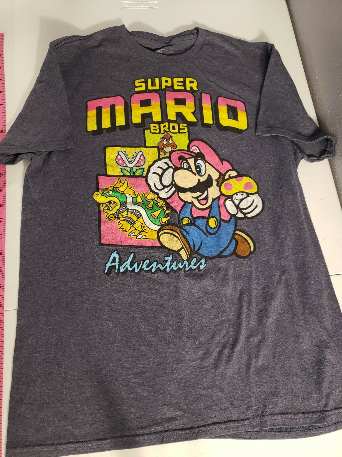 Super Mario Bros Adventures Retro Shirt Blue Medium Gem