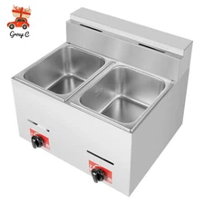 Commercial Countertop Gas Fryer Stainless LPG Deep Fryer Liquefied Gas 2 Basket