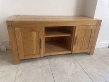 Oak TV Stand Cabinet Storage Unit with Cupboards and Shelves