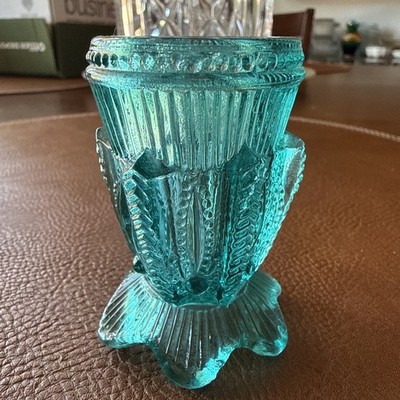 Vintage Fenton Aqua Color Opal Essence Glass Toothpick Holder