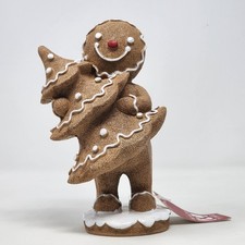 Gingerbread Man Figurine With Christmas Tree - Place  Time 2024 8.25" Resin NEW