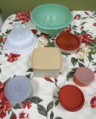 Lot Of 7 Pcs ~ Tupperware. Jade Strainer Jello Mold , Containers , Dessert Cup￼