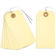 Tags with Wire, Blank Shipping Tags, 120 PCS 4 3/4 x 2 3/8 inches Manila Hang