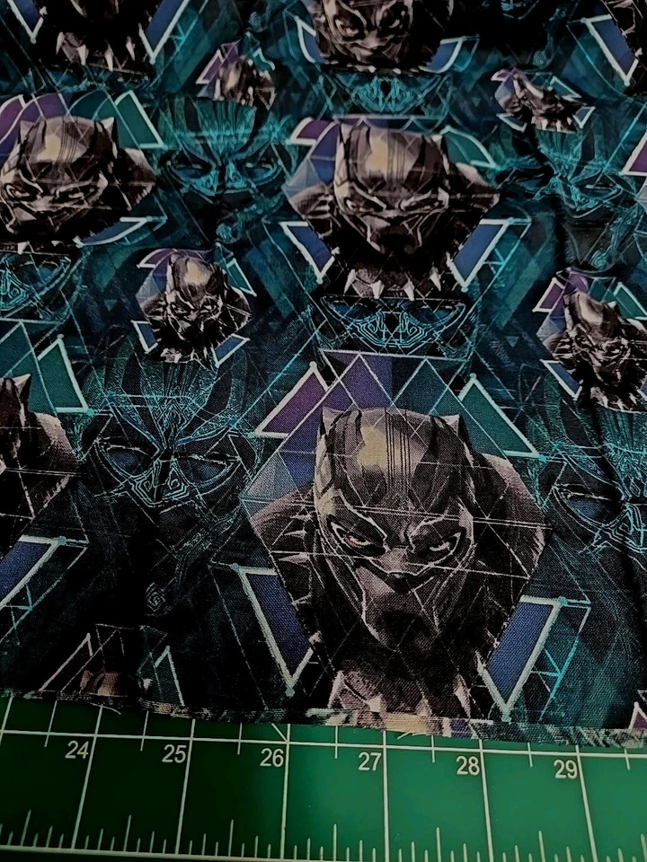 Marvel Black Panther Fabric by the Pre Cut Yard 36x43" Waconda Teal Black New - Image 4 of 4